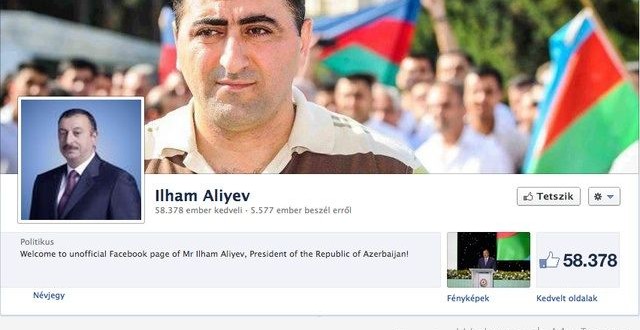 La finta pagina Facebook del presidente dell'Azerbaijan Ilham Alyev